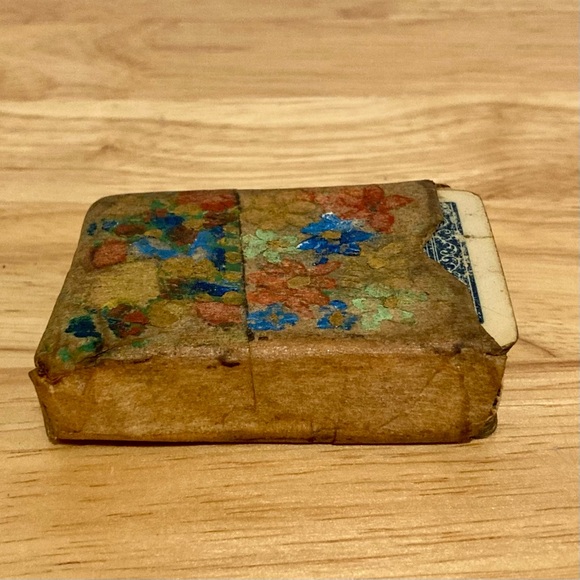 Vintage Mini Playing Card Set Game Folk Art Case - Picture 3 of 16
